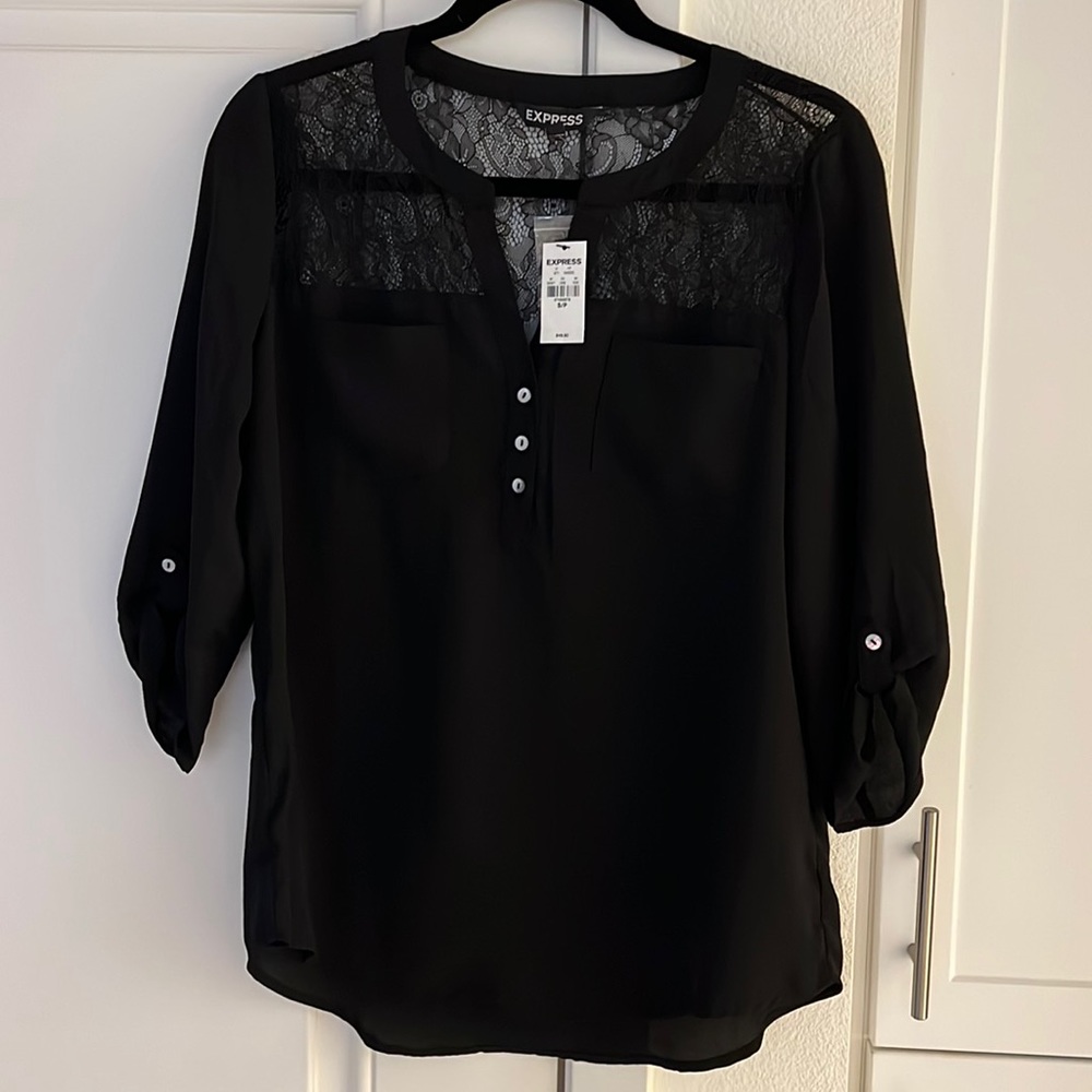 Express Black Lace Blouse